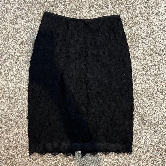 Diane Von Furstenberg Dresses & Skirts - Diane Von Furstenberg Skirt Womens 0 Black Lace Pencil Lined Knee Length Zip